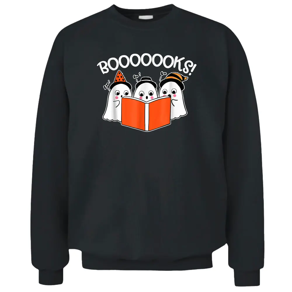 Boooks Lazy DIY Halloween Teacher Funny Ghost Reading Books Pullover Sweatshirt