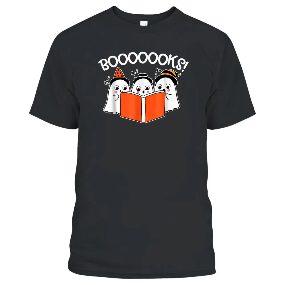 Boooks Lazy DIY Halloween Teacher Funny Ghost Reading Books T-Shirt