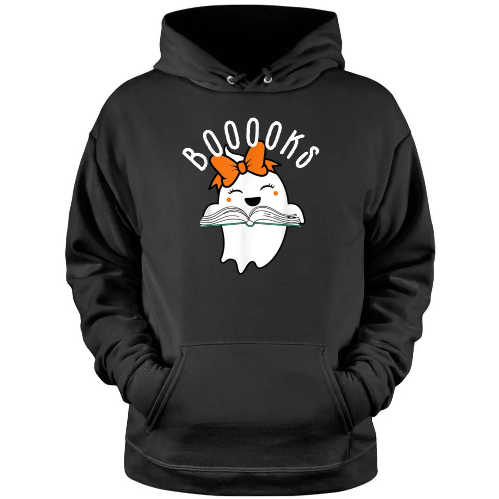 Booooks Halloween S Cute Ghost Book Teacher Reading Pullover Hoodie