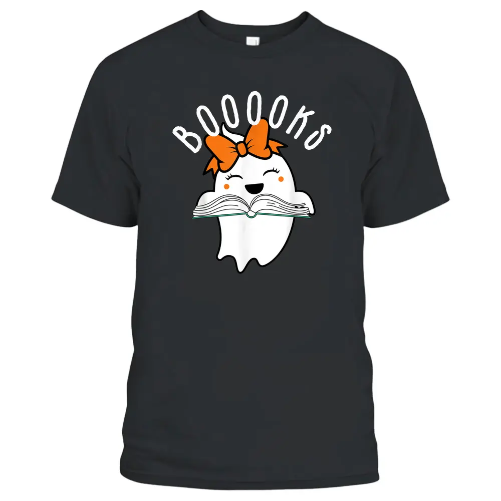 Booooks Halloween S Cute Ghost Book Teacher Reading T-Shirt