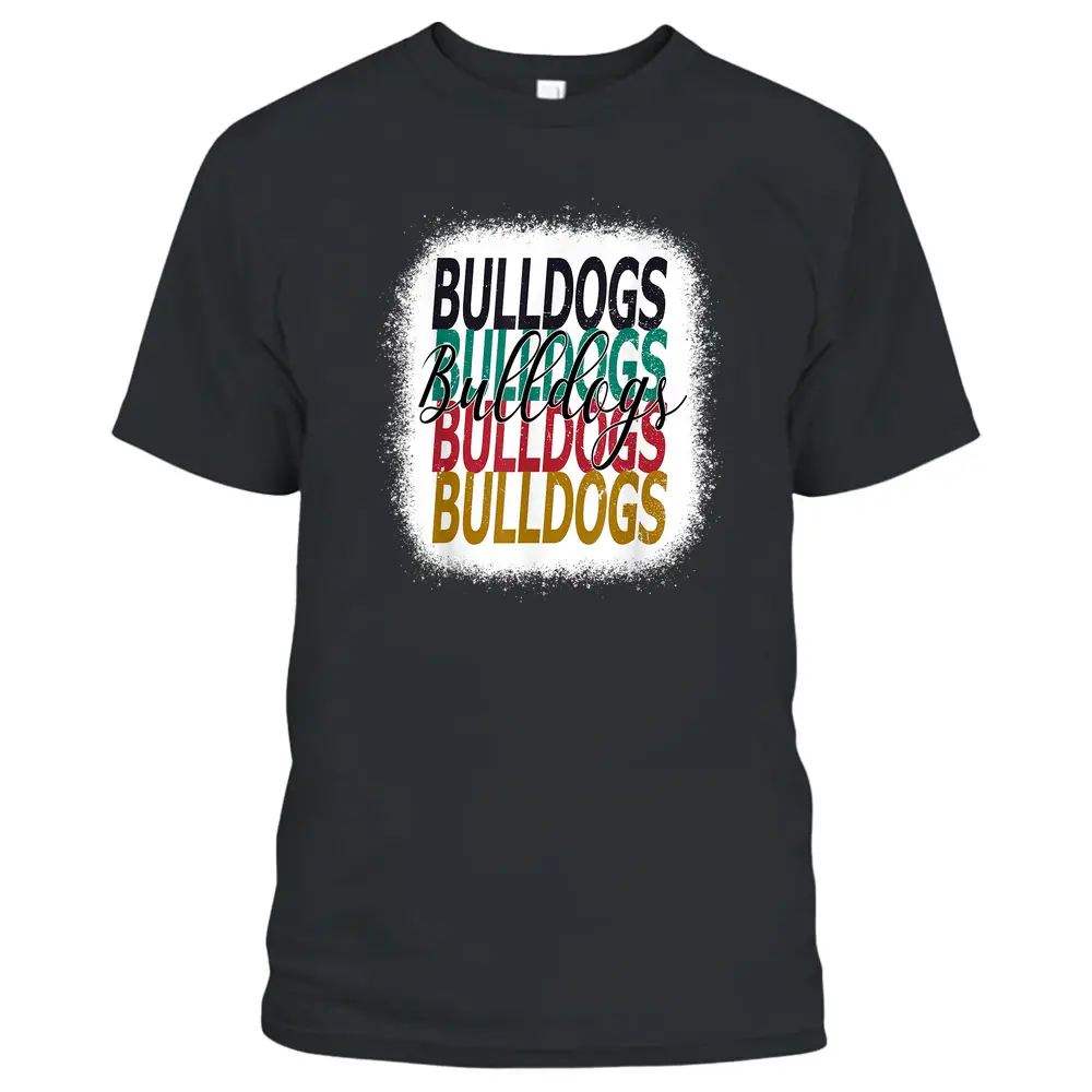 Bulldogs Teacher School Sports Fan Team Spirit Bleached T-Shirt