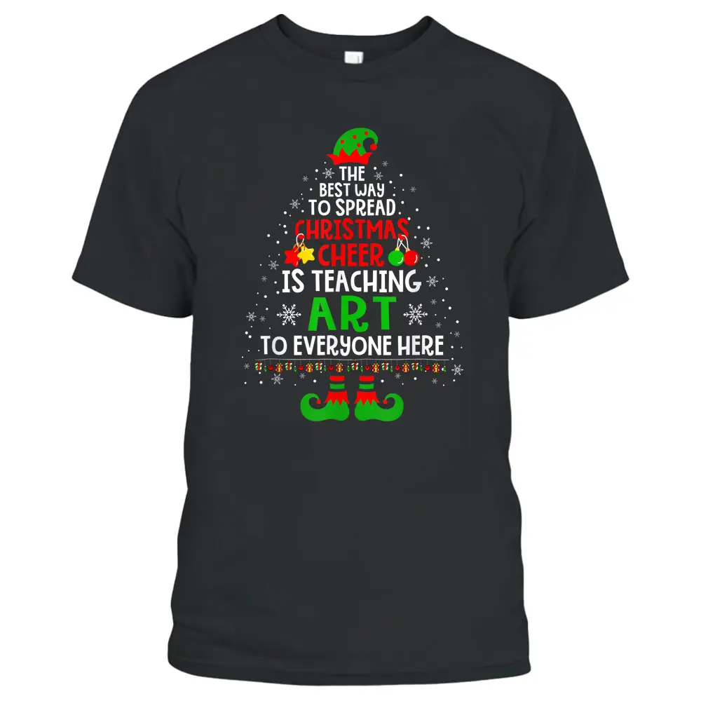 Christmas Cheer Is Teaching Art Santa Elf Teacher Group T-Shirt