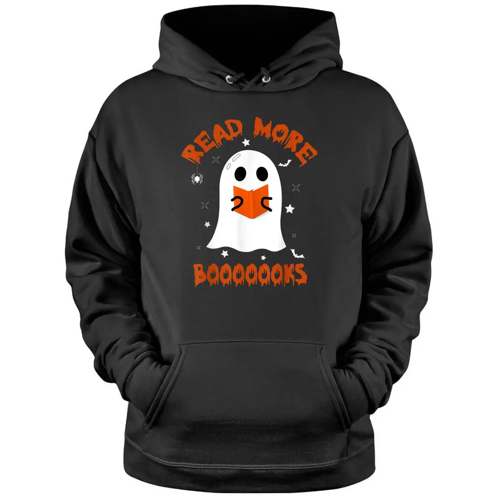 Cute Books Ghost Read More Books Funny Teacher Halloween Pullover Hoodie