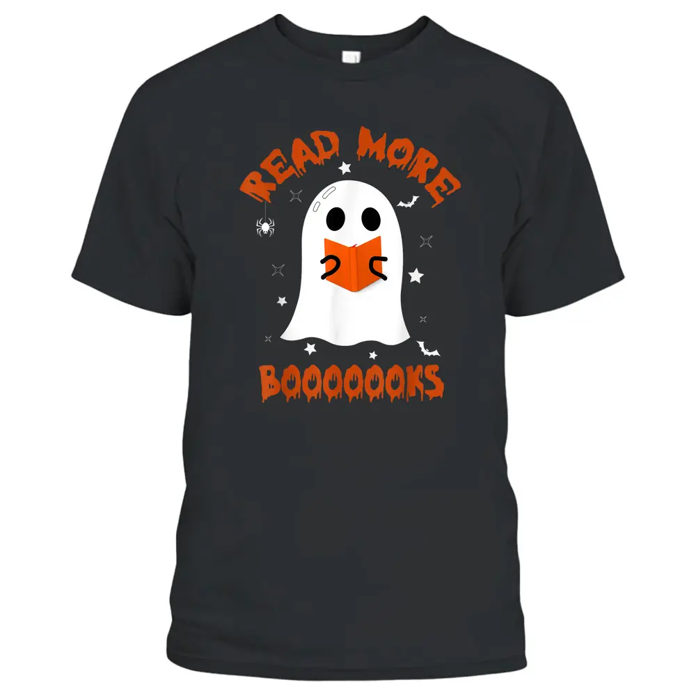 Cute Books Ghost Read More Books Funny Teacher Halloween T-Shirt