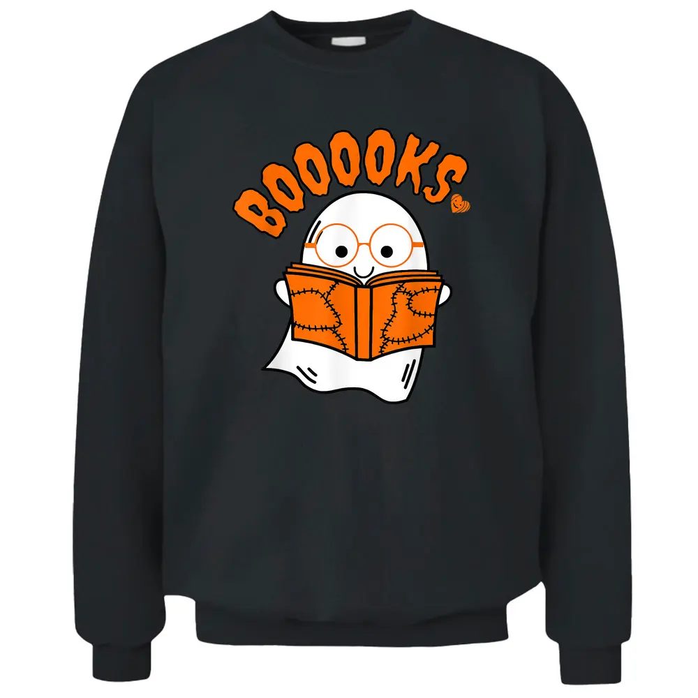 Cute Ghost Book Reading Halloween Teacher Costume Pullover Sweatshirt