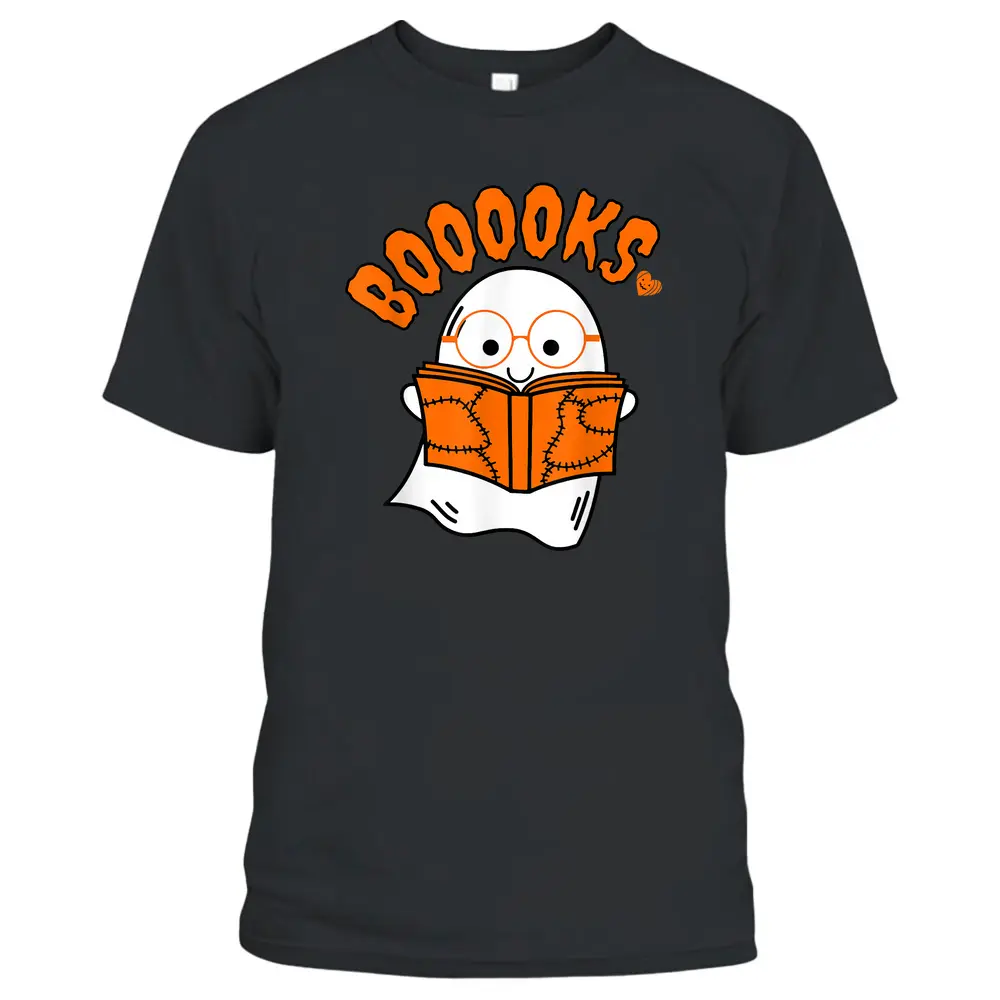 Cute Ghost Book Reading Halloween Teacher Costume T-Shirt