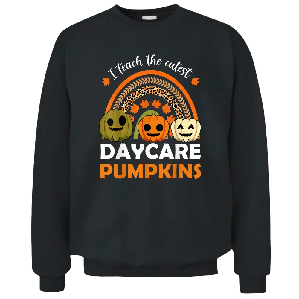 Daycare Teacher Lazy Halloween Costume Pumpkin Boho Rainbow Pullover Sweatshirt