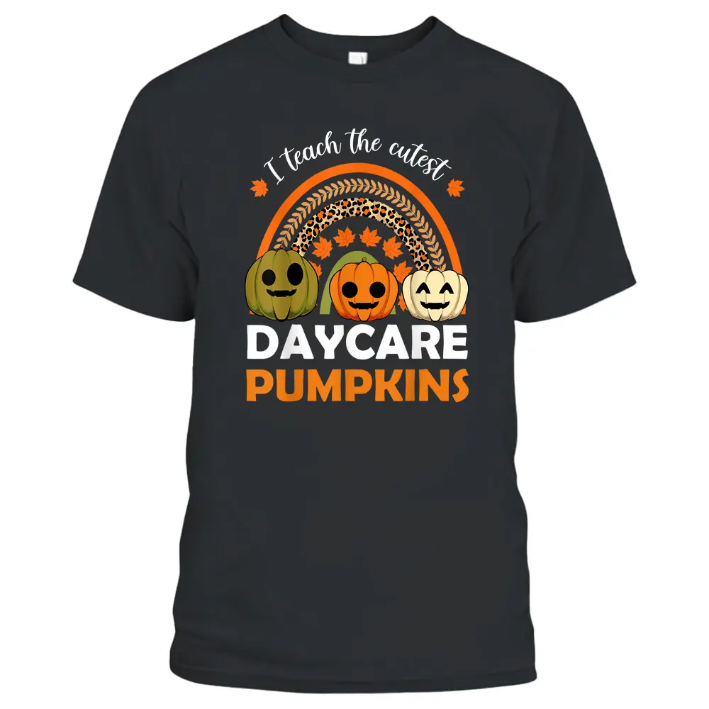 Daycare Teacher Lazy Halloween Costume Pumpkin Boho Rainbow T-Shirt