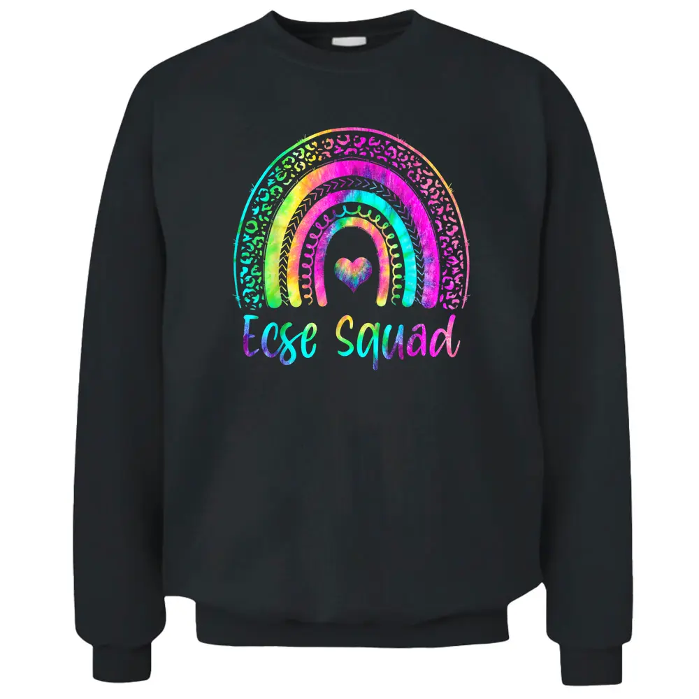 ECSE Squad Team Tie Dye Rainbow Back To School Teacher Pullover Sweatshirt