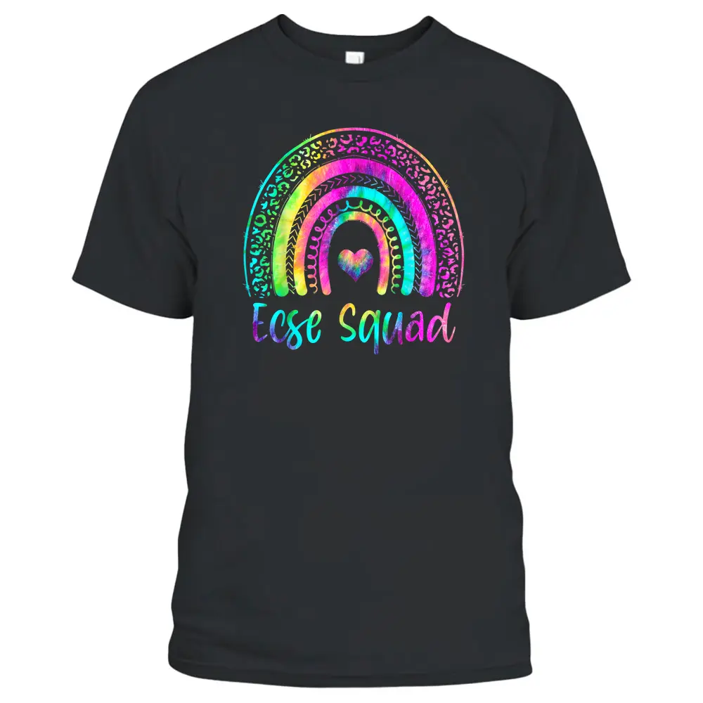 ECSE Squad Team Tie Dye Rainbow Back To School Teacher T-Shirt