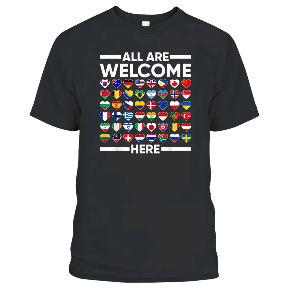 ESL Teacher All Are Welcome Here For Worlds Virtual Teachers T-Shirt