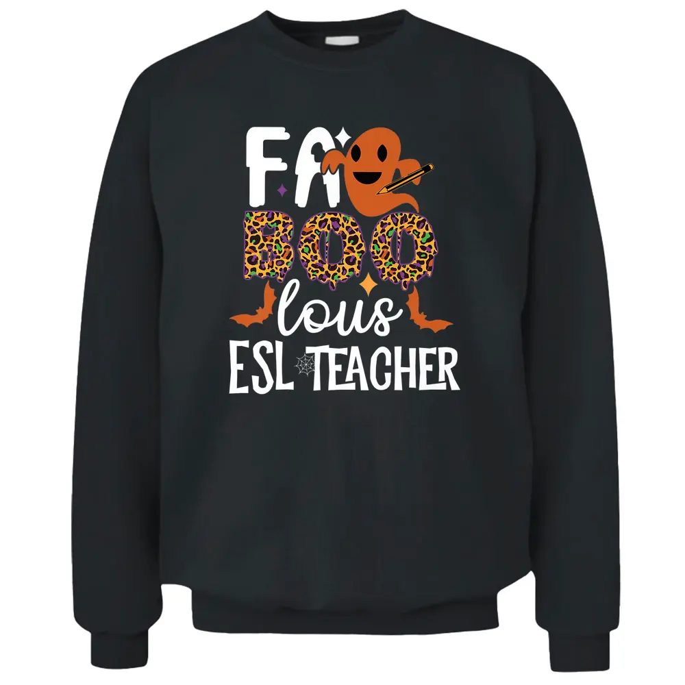 ESL Teacher Halloween Party Squad Ghost English Teacher  Pullover Sweatshirt