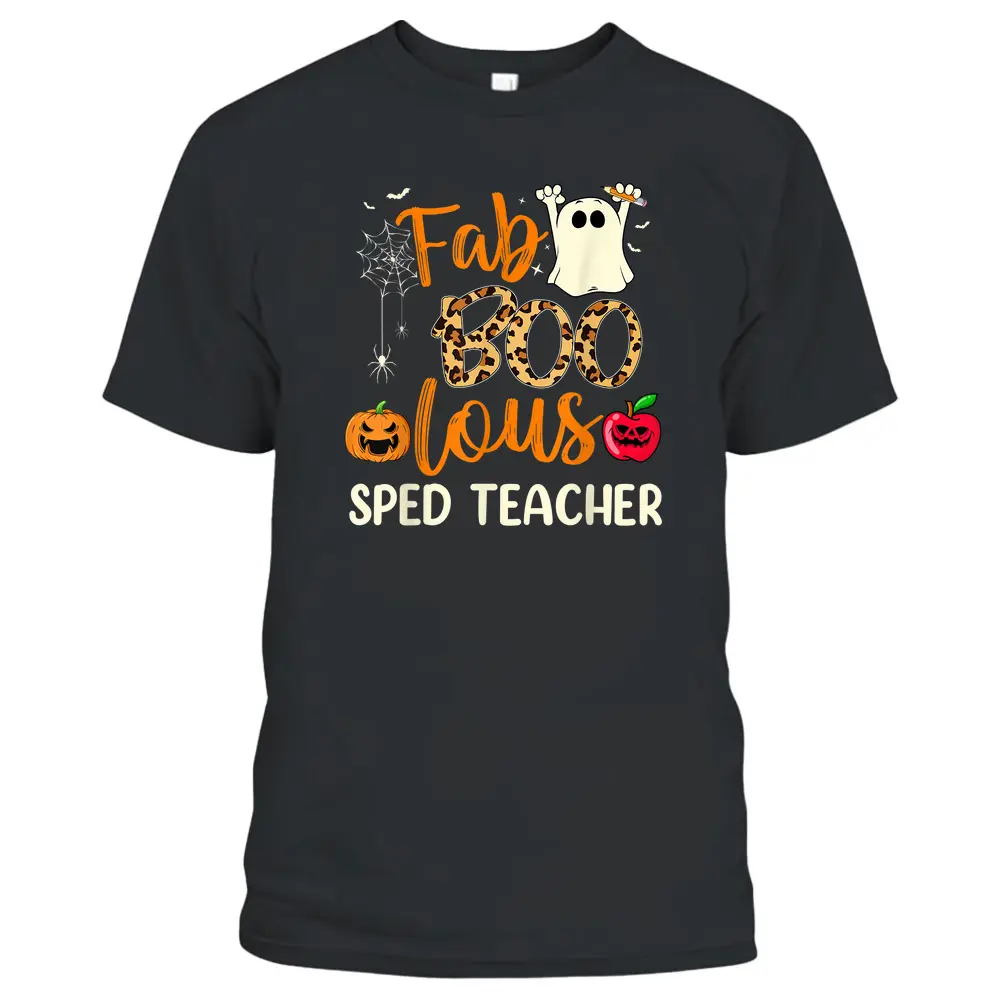 Fab Boo Lous Sped Teacher Leopard Spooky Halloween Costume T-Shirt