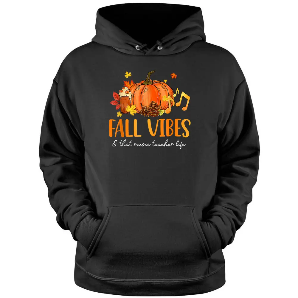 Fall Vibes  That Music Teacher Life Leopard Pumpkin Season Pullover Hoodie