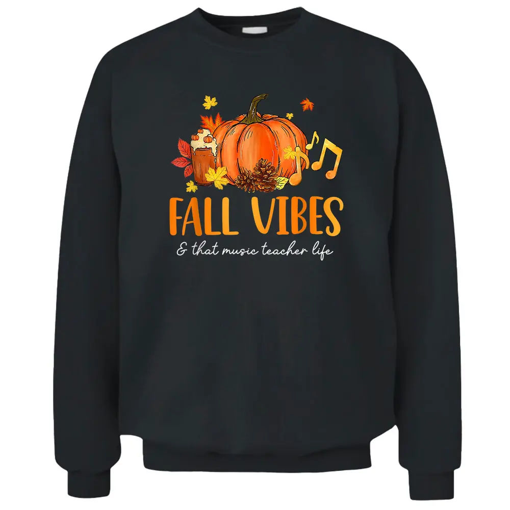 Fall Vibes  That Music Teacher Life Leopard Pumpkin Season Pullover Sweatshirt