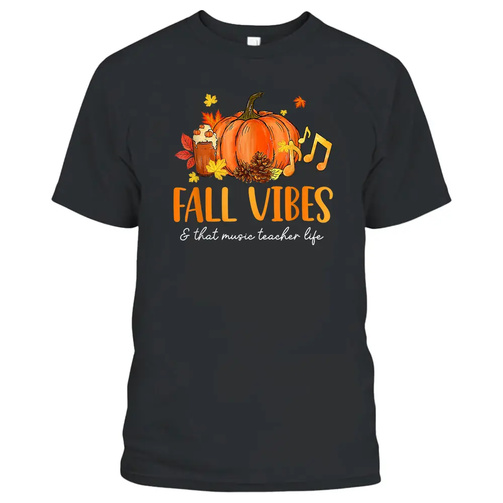 Fall Vibes  That Music Teacher Life Leopard Pumpkin Season T-Shirt