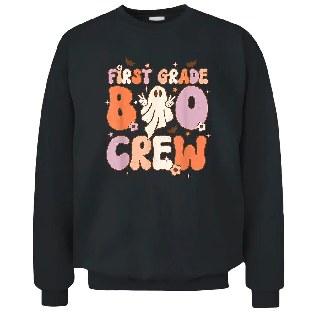 First Grade Boo Crew Cute Ghost Halloween Teacher Student Pullover Sweatshirt