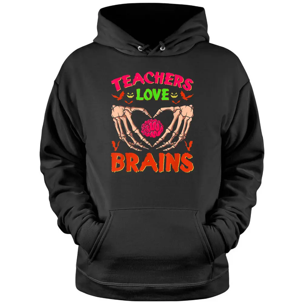 Funny Halloween Math Science Teachers Love Brains Pullover Hoodie