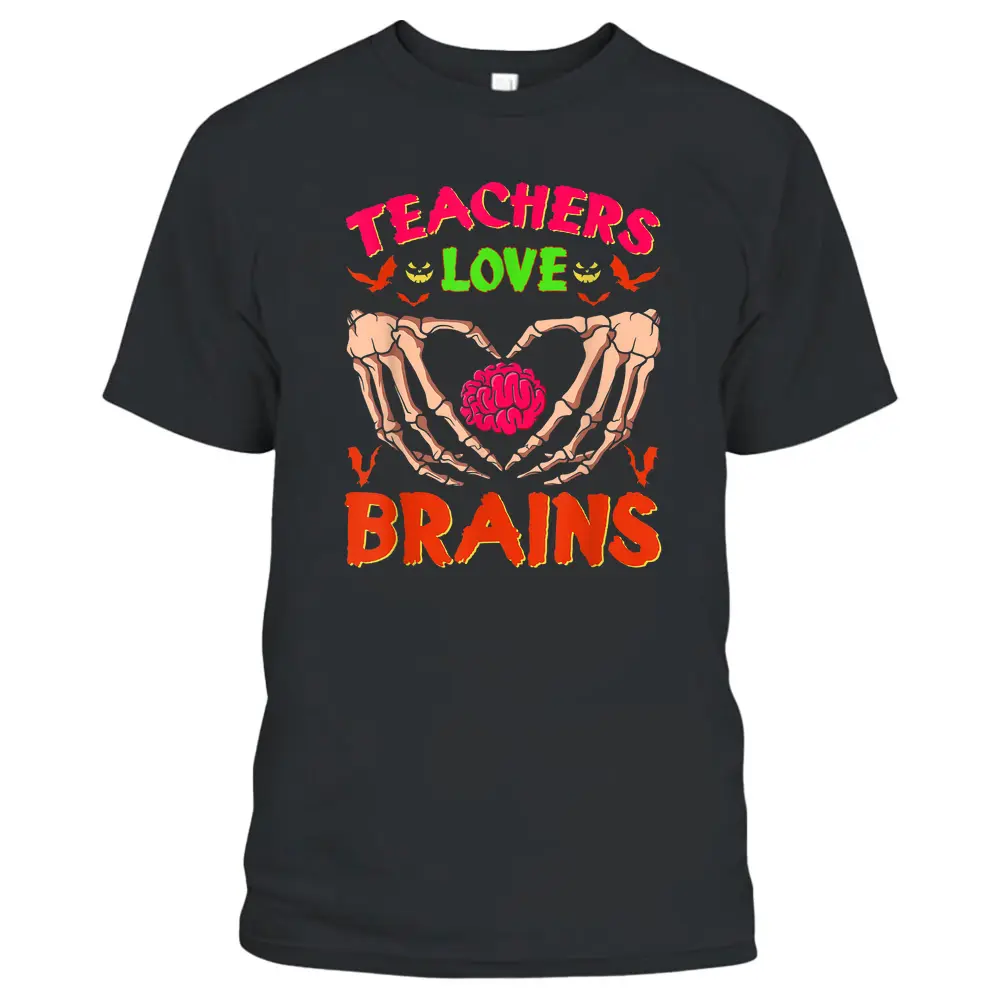 Funny Halloween Math Science Teachers Love Brains T-Shirt