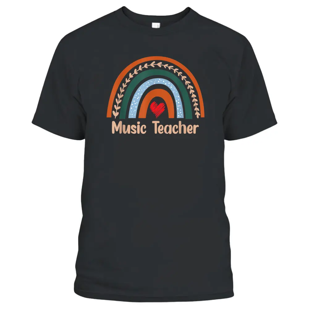 Funny Music Teacher Boho Rainbow Back To School Appreciation T-Shirt