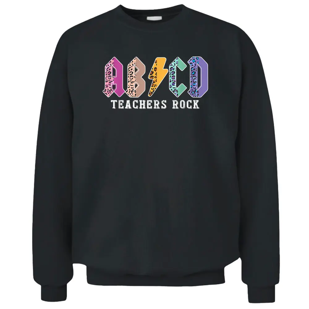 Funny Teacher ABCD Rocks Colorful Leopard Skin Pullover Sweatshirt