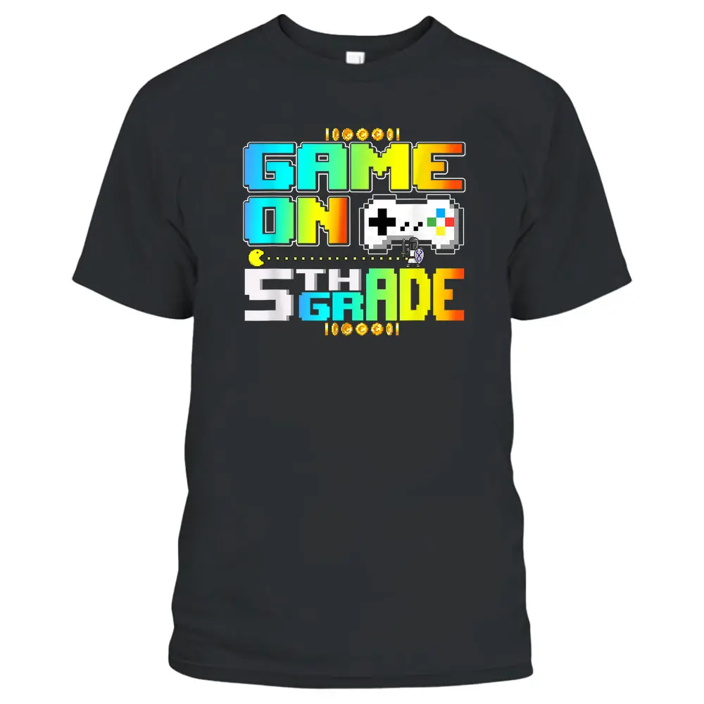 Game On 5th Grade Gaming Video Gamer Back To School Boys T-Shirt