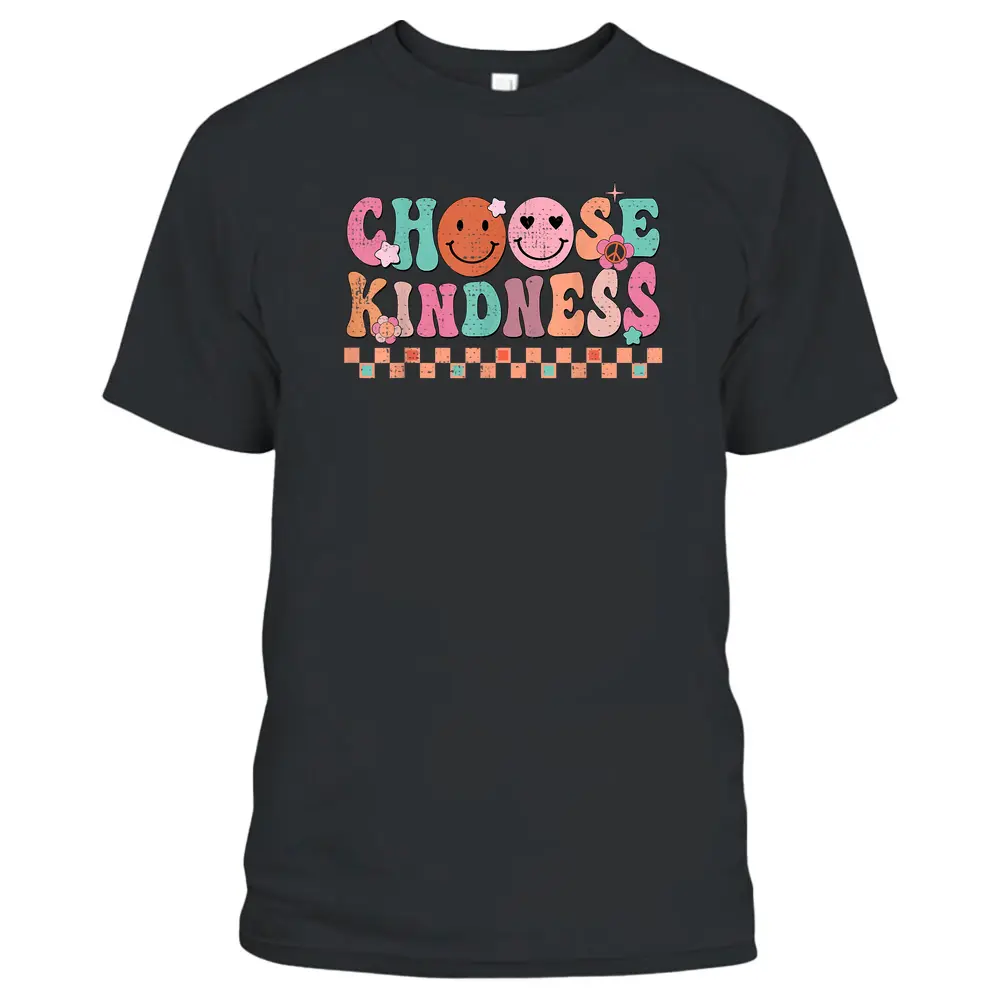 Groovy Choose Kindness Unity Day Smiling Be Kind Hippie T-Shirt