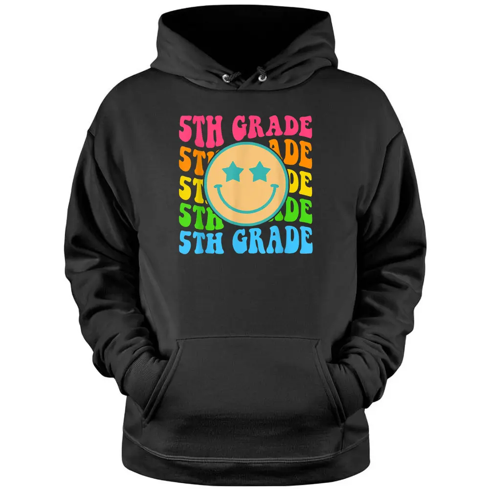 Groovy Fifth Grade Vibes Face Retro Teachers Back To School Pullover Hoodie