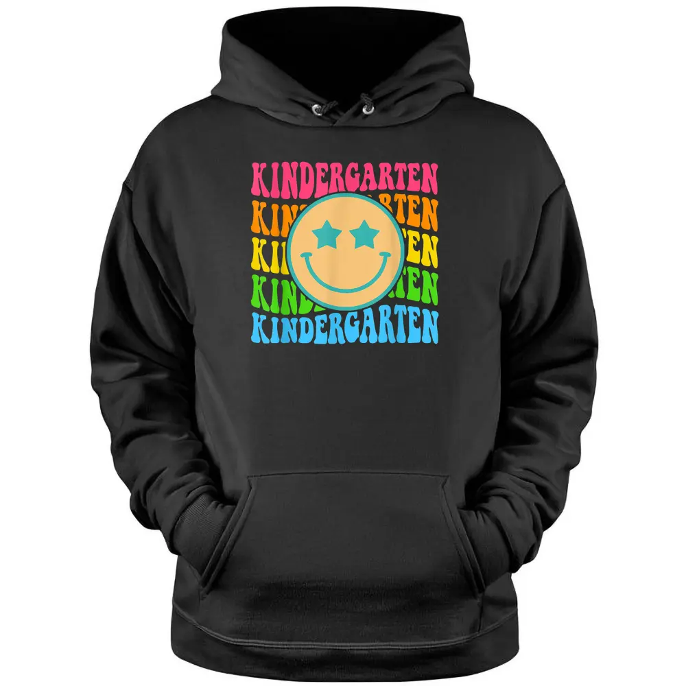 Groovy Kindergarten Vibes Face Retro Teachers Back To School Pullover Hoodie