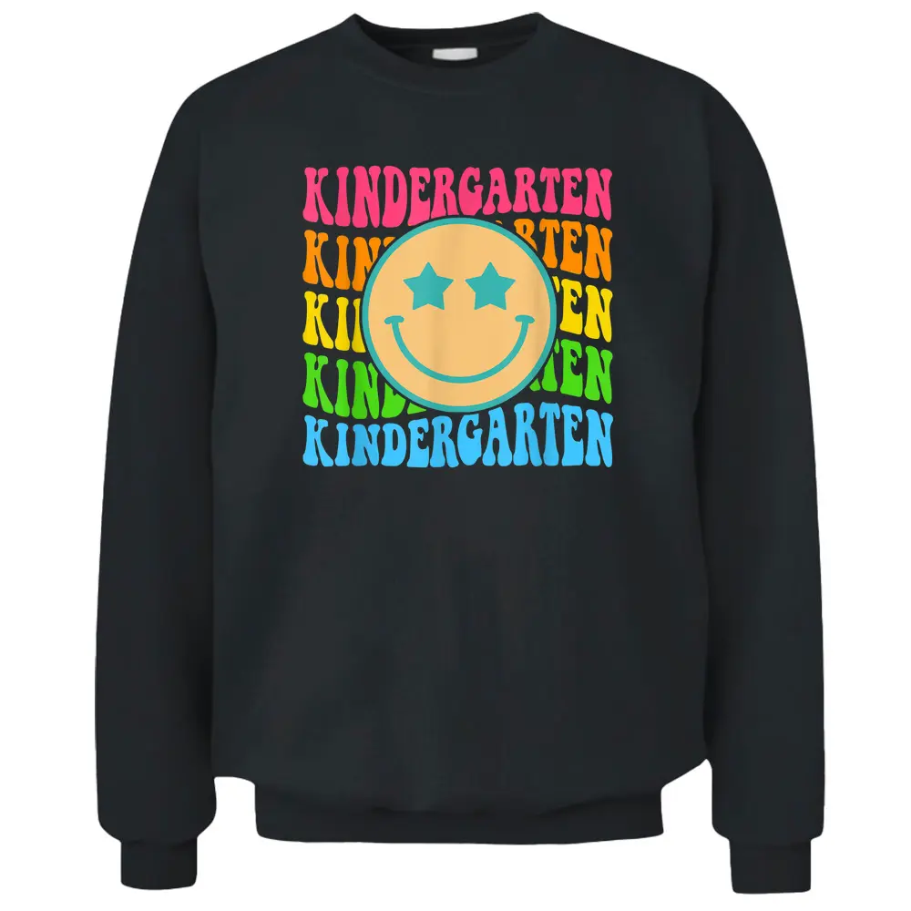 Groovy Kindergarten Vibes Face Retro Teachers Back To School Pullover Sweatshirt