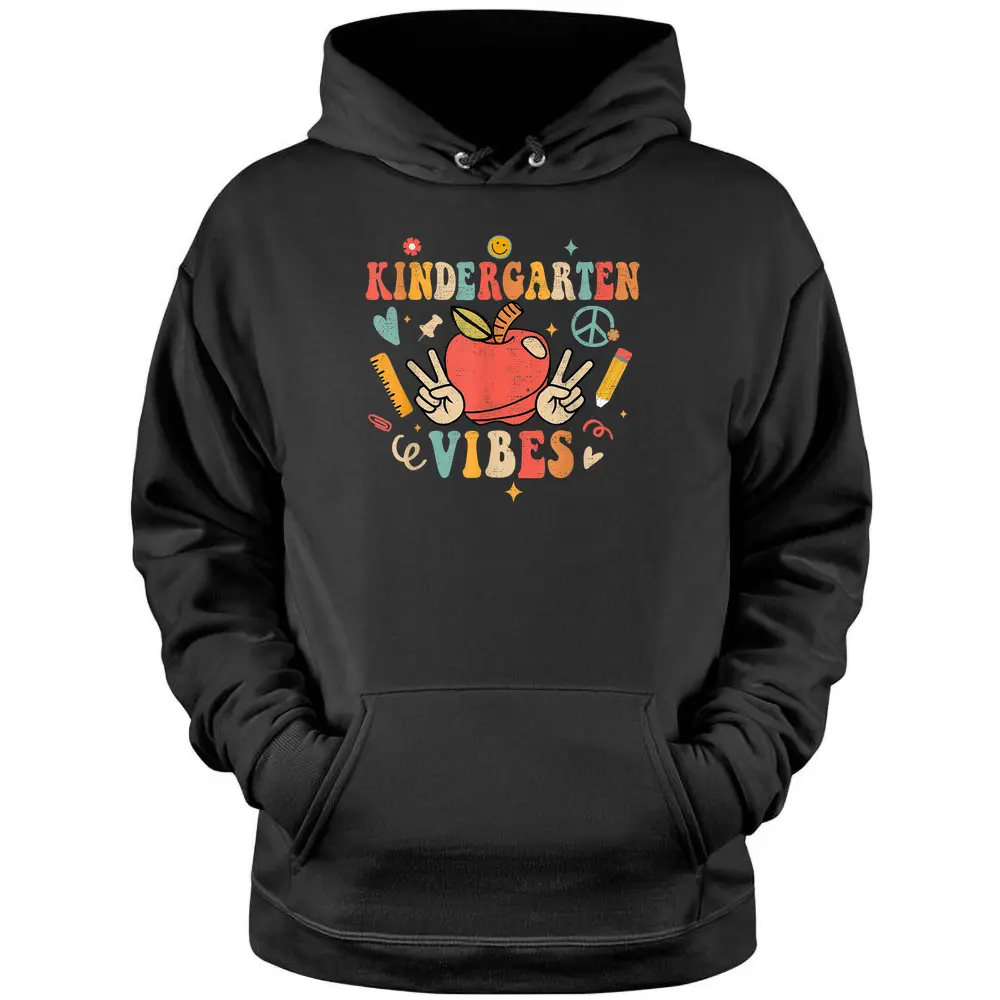 Groovy Kindergarten Vibes Retro Back To School Teachers Pullover Hoodie