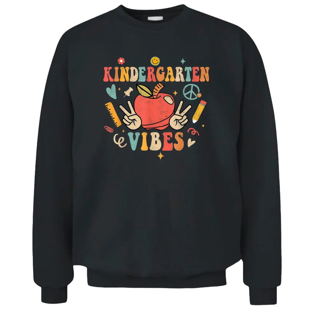 Groovy Kindergarten Vibes Retro Back To School Teachers Pullover Sweatshirt