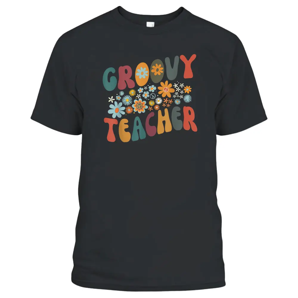 Groovy Teacher Retro Colorful Design Teacher Day Teaching T-Shirt