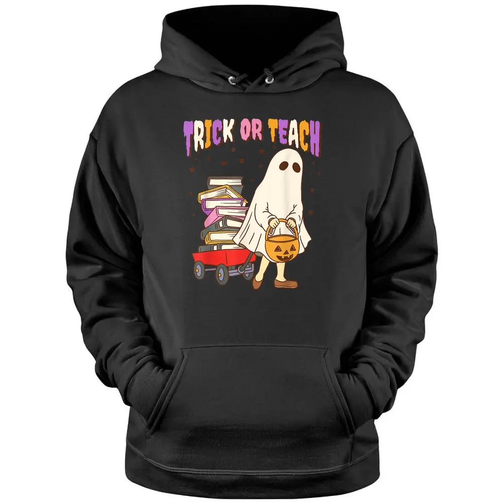 Groovy Teacher Trick Or Teach Hippie Teacher Halloween Pullover Hoodie