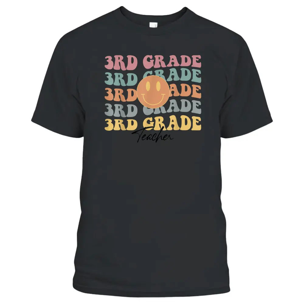 Groovy Vintage 3rd Third Grade Teacher Back To School Gifts T-Shirt