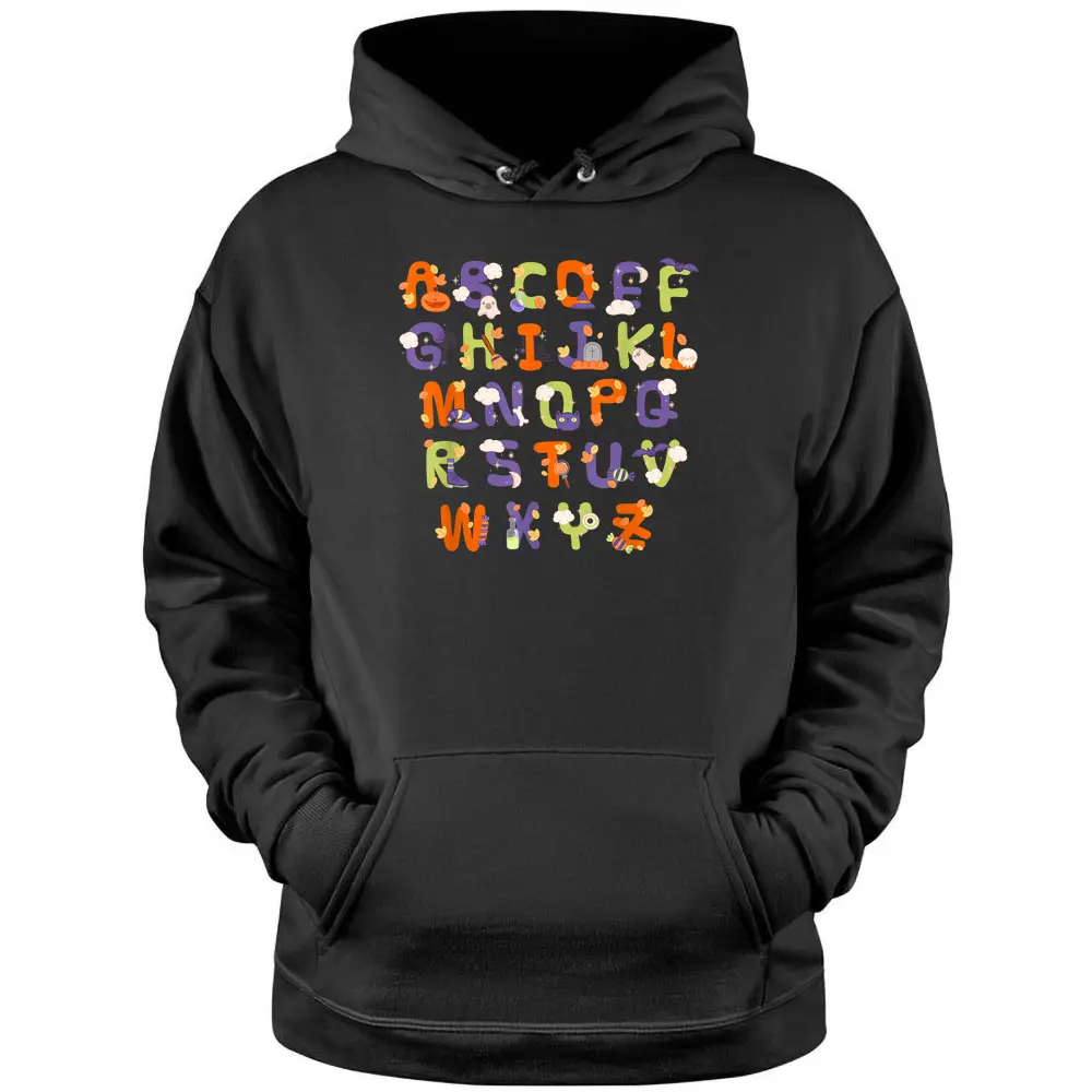 Halloween Alphabet Lazy Halloween Costume Teacher Student Pullover Hoodie