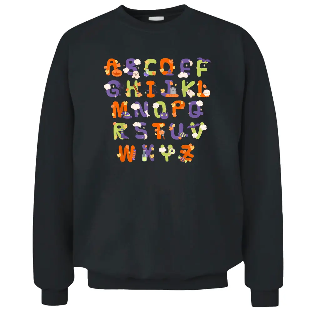 Halloween Alphabet Lazy Halloween Costume Teacher Student Pullover Sweatshirt