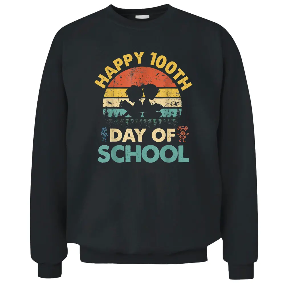 Happy 100th Day Of School Teacher - Reading Book Design Pullover Sweatshirt