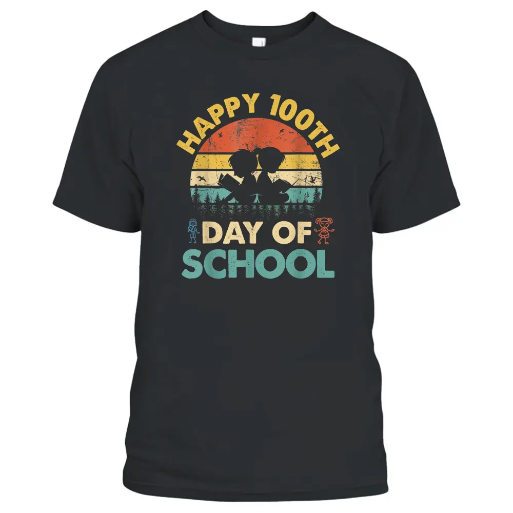 Happy 100th Day Of School Teacher - Reading Book Design T-Shirt