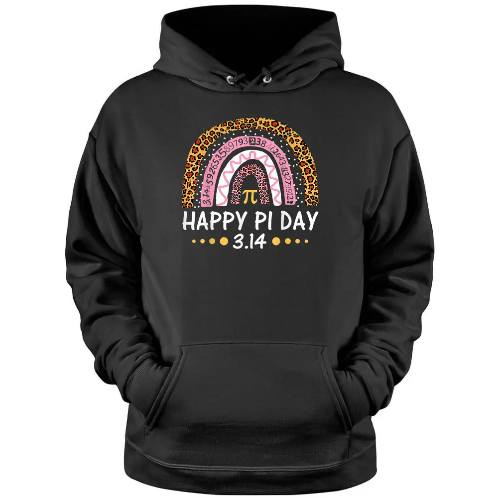 Happy Pi Day Mathematic Math Teacher Gift Leopard Rainbow Pullover Hoodie