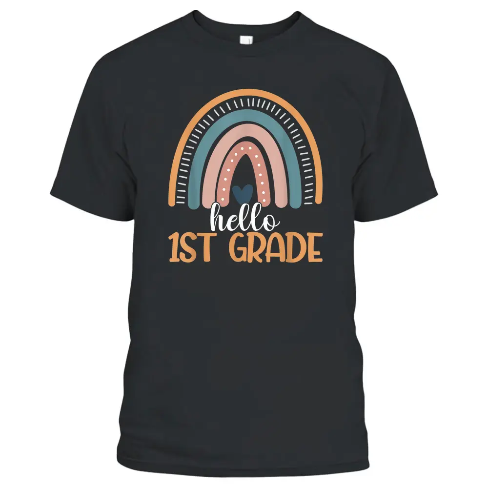 Hello First Grade Back To School 1st Grade Rainbow Teacher T-Shirt