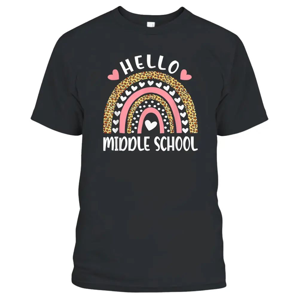 Hello Middle School Rainbow Teachers Back To School Funny T-Shirt