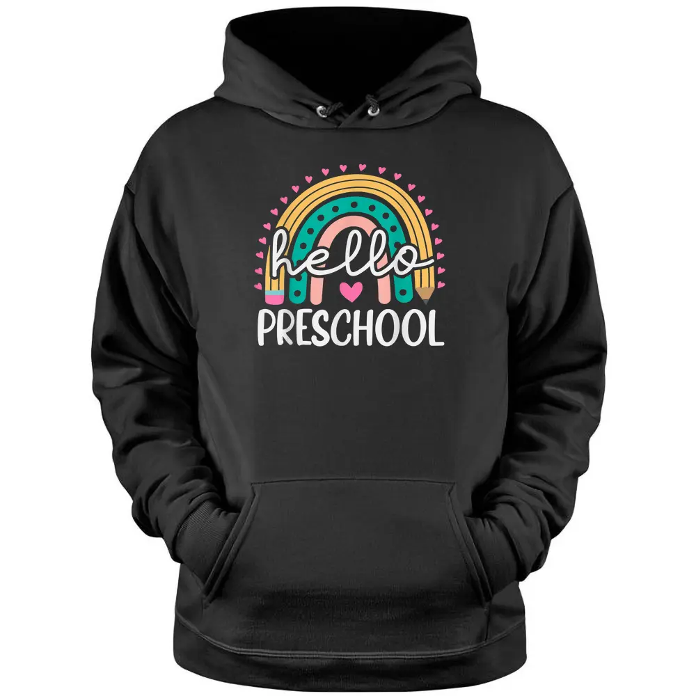 Hello Preschool Retro Rainbow Teacher Toddler Girls Pullover Hoodie