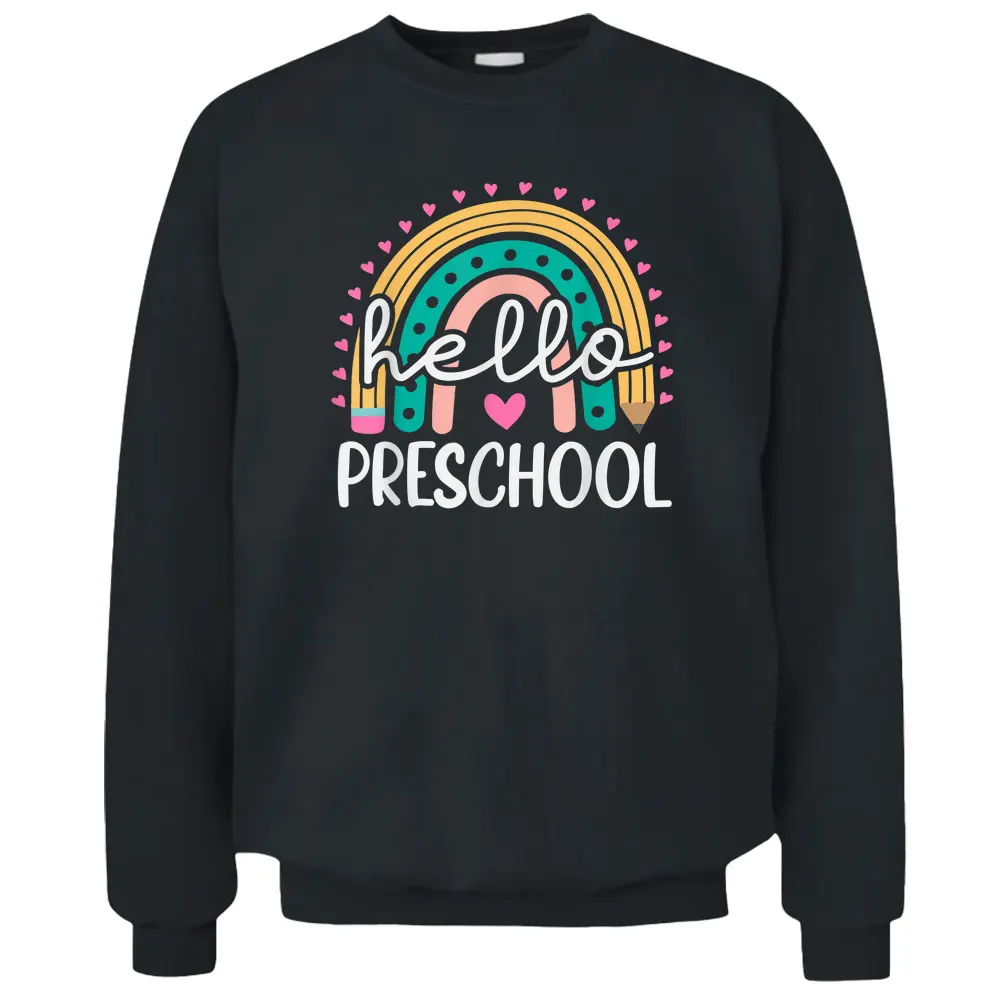 Hello Preschool Retro Rainbow Teacher Toddler Girls Pullover Sweatshirt