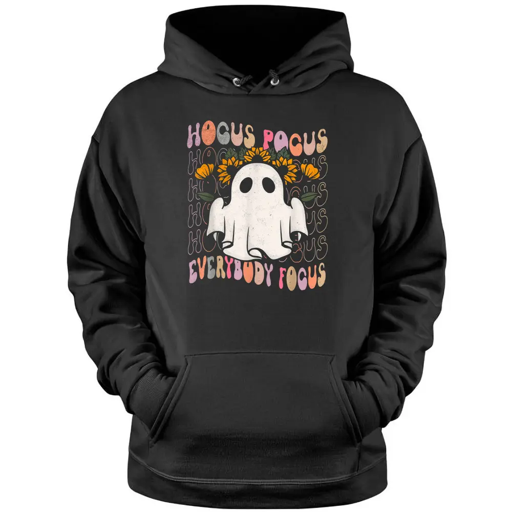 Hocus Pocus Everybody Focus Teacher Spooky Pumpkin Halloween Pullover Hoodie