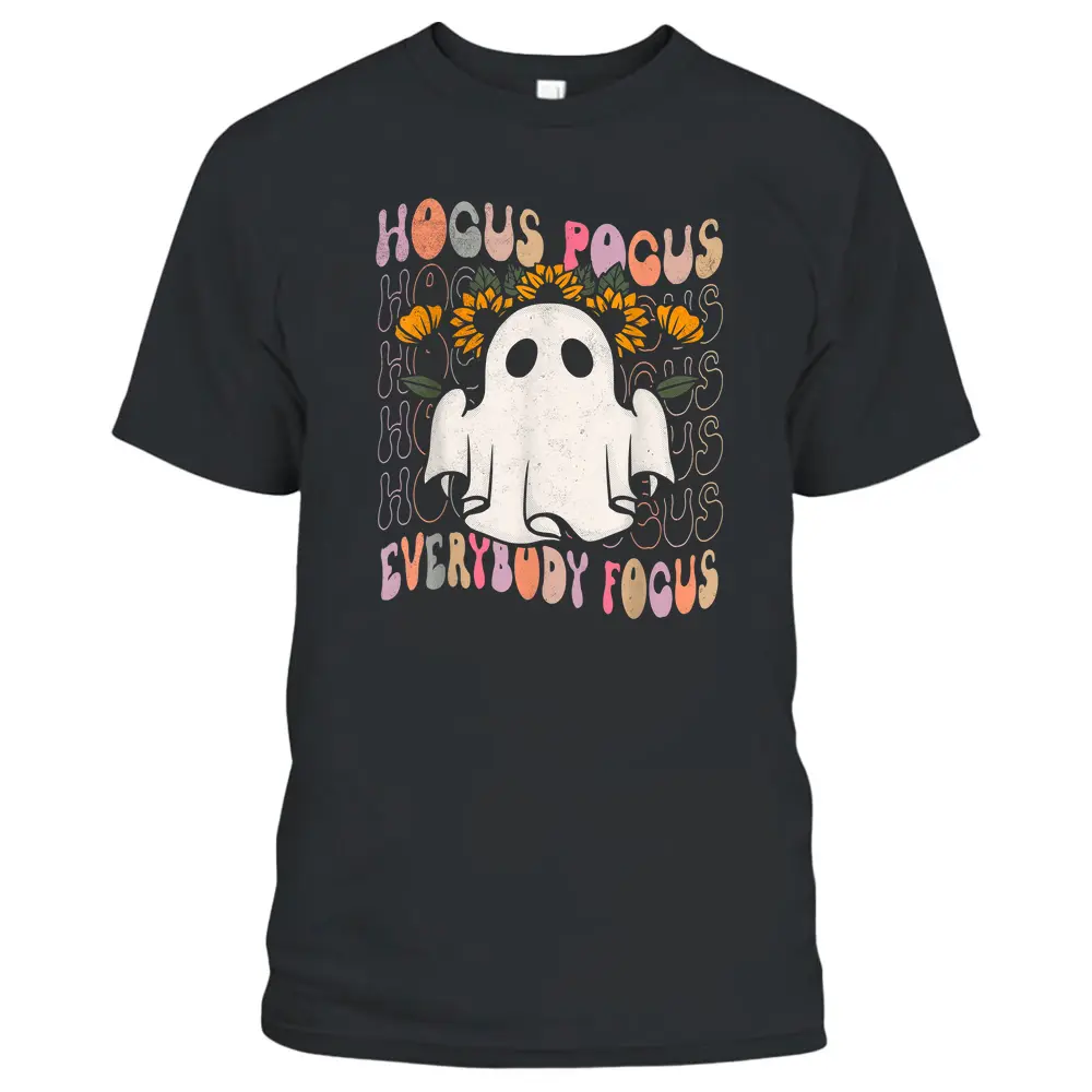 Hocus Pocus Everybody Focus Teacher Spooky Pumpkin Halloween T-Shirt