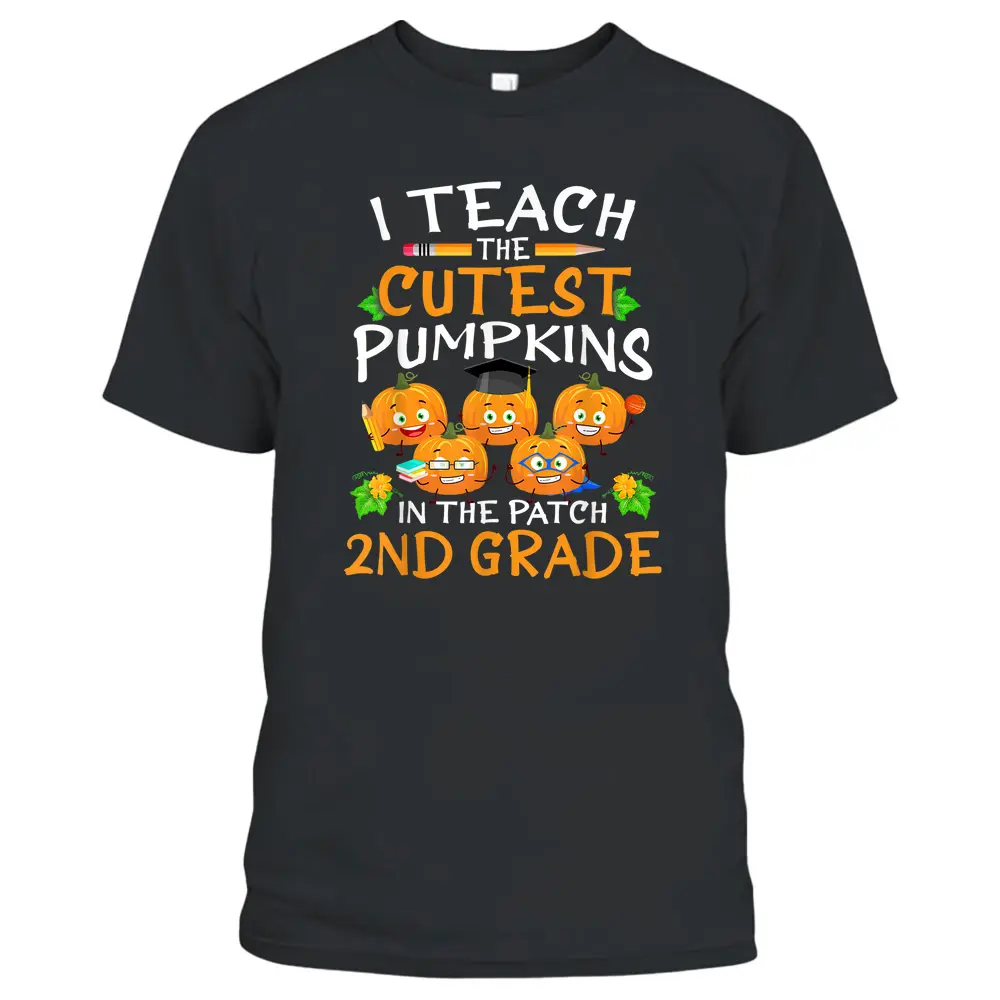 I Teach The Cutest 2nd Grade Pumpkins Halloween Teachers T-Shirt