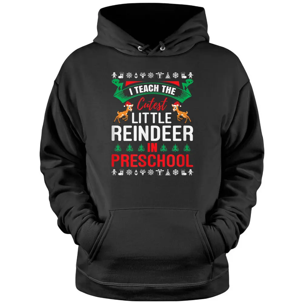 I Teach The Cutest Little Reindeer Christmas Teacher Class Pullover Hoodie