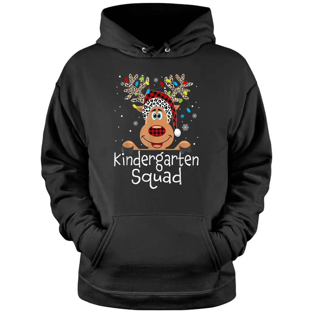 Kindergarten Teacher Squad Reindeer Funny Teacher Christmas Pullover Hoodie