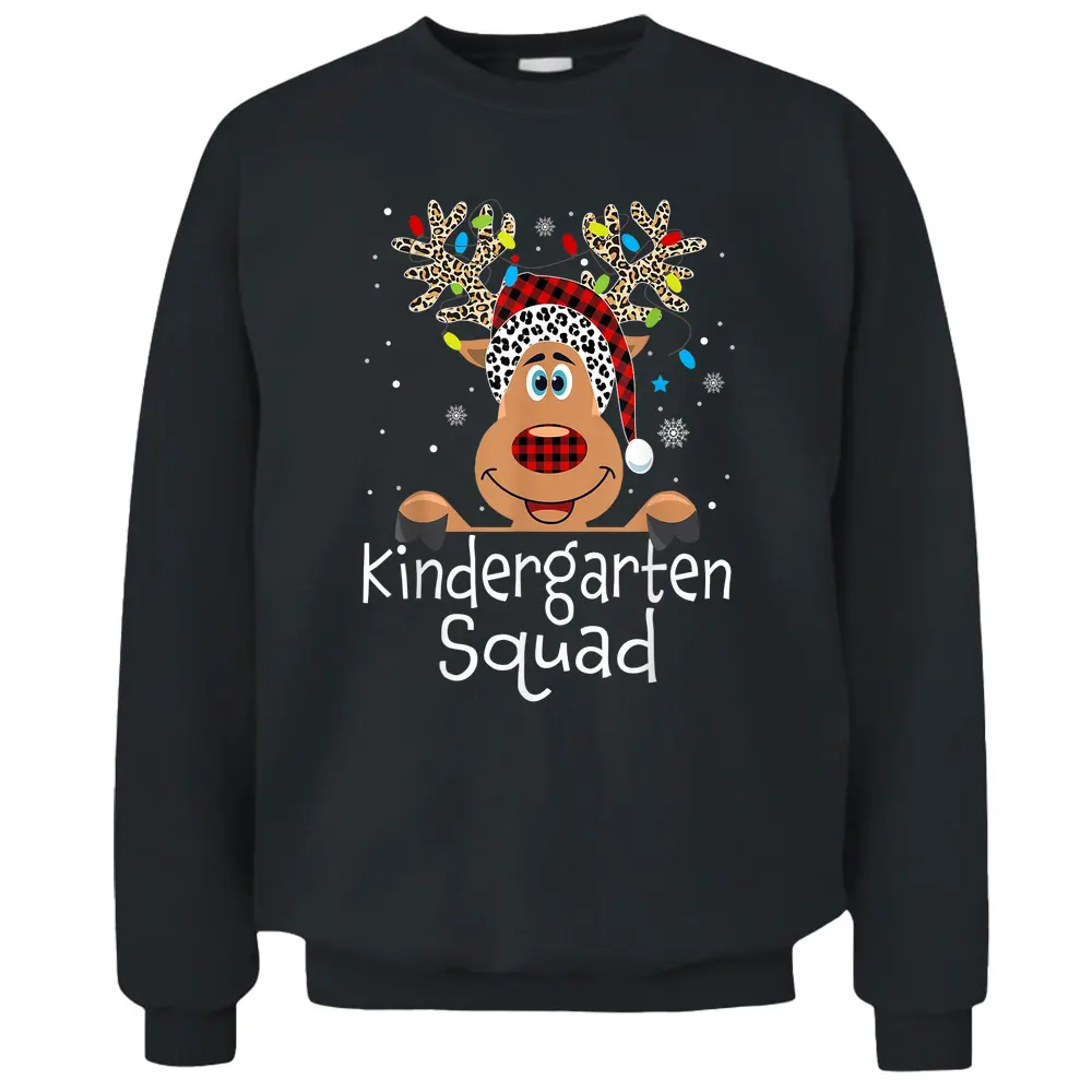 Kindergarten Teacher Squad Reindeer Funny Teacher Christmas Pullover Sweatshirt